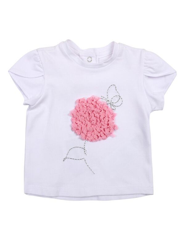 Girls White Short Sleeve Knitted T- Shirt image number 0